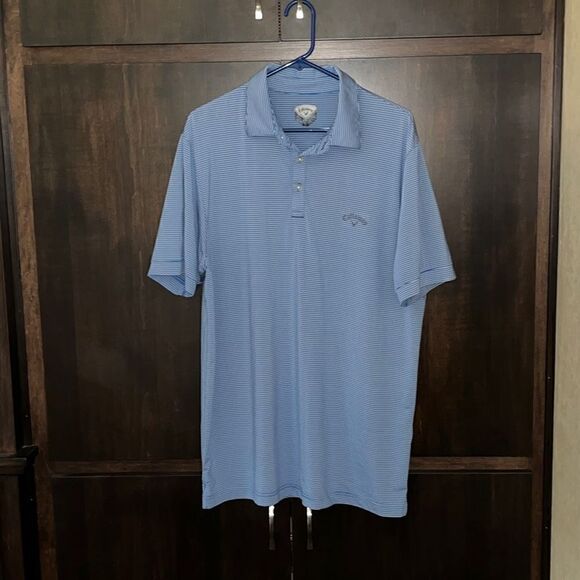 Callaway Blue Striped Golf Polo Large - Picture 1 of 4